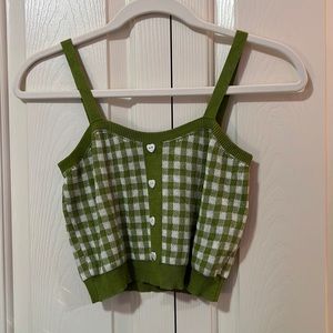 Cider Green and White Checkered Tank Top